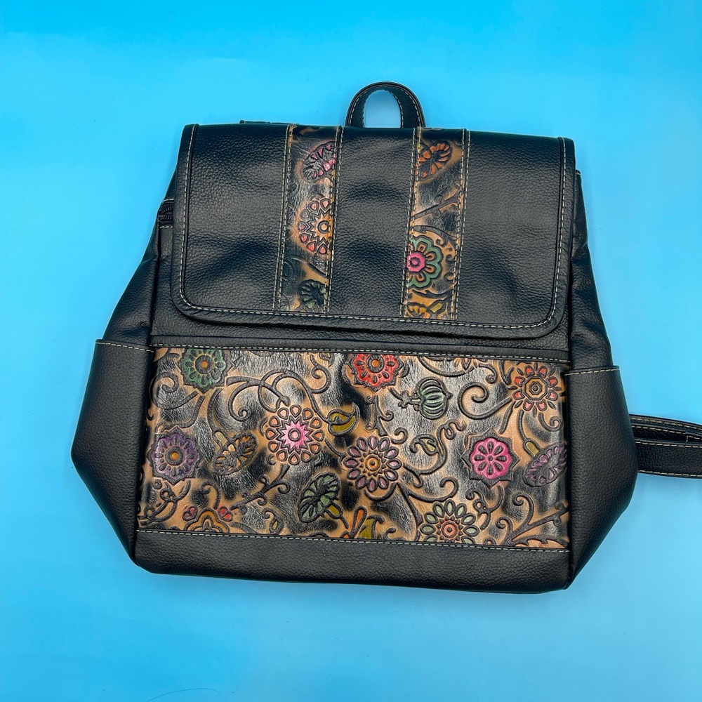 Black Genuine Leather Backpack / Bag, Carry-On Bag